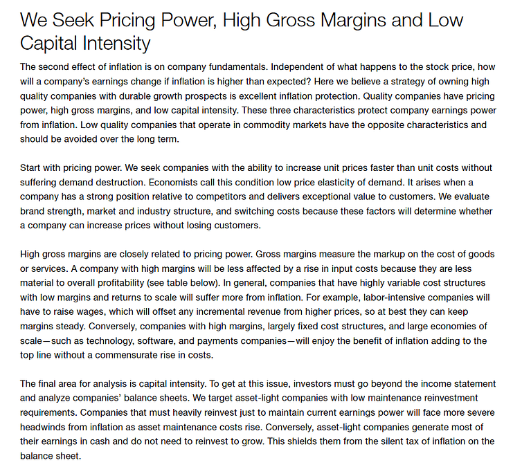 Seek Pricing Power, High Gross Margins, and Low Capital Intensity